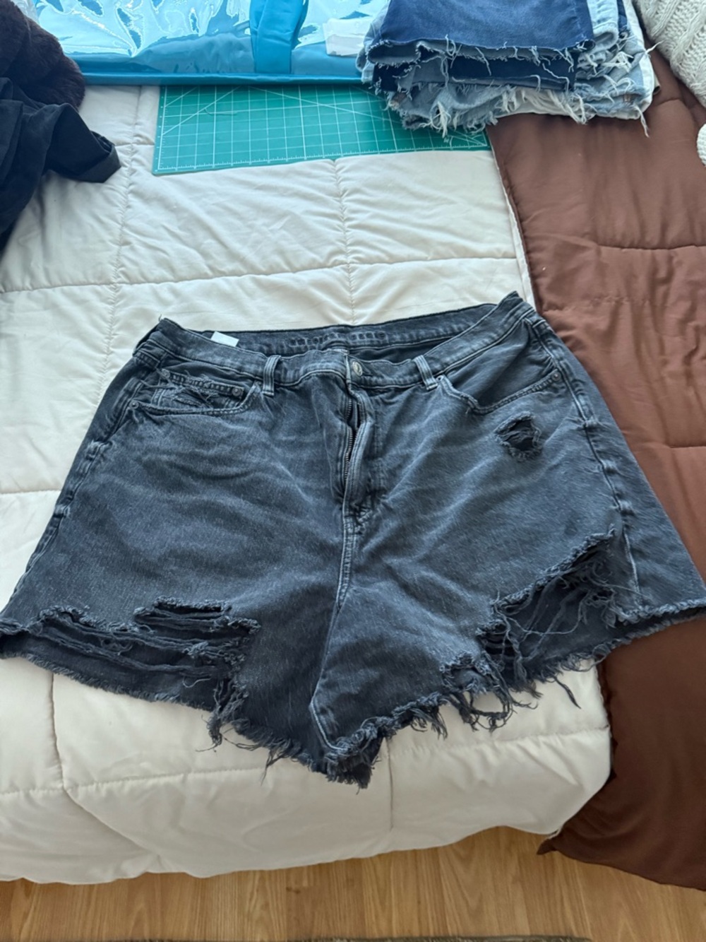 American Eagle Outfitters Distressed Black Jean Shorts
